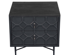 BLACK 2-DRAWER BEDSIDE CABINET
