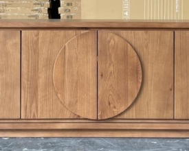 BROWN CIRCLE PATTERN TV STAND