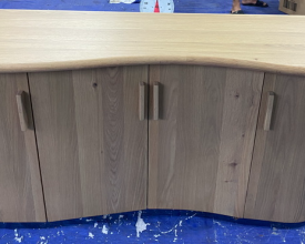 NATURAL HIGH CURVED SIDEBOARD CABINET W 4 DOORS