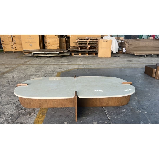 RECTANGULAR CERAMIC-TOP COFFEE TABLE W SHORT LEGS