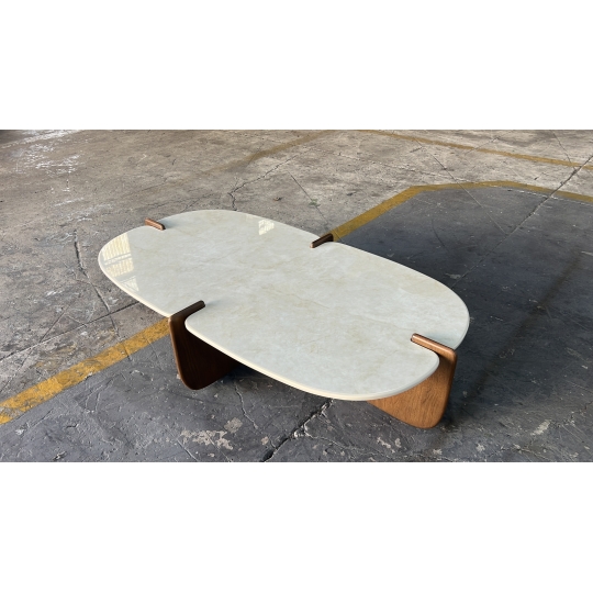 RECTANGULAR CERAMIC-TOP COFFEE TABLE W SHORT LEGS