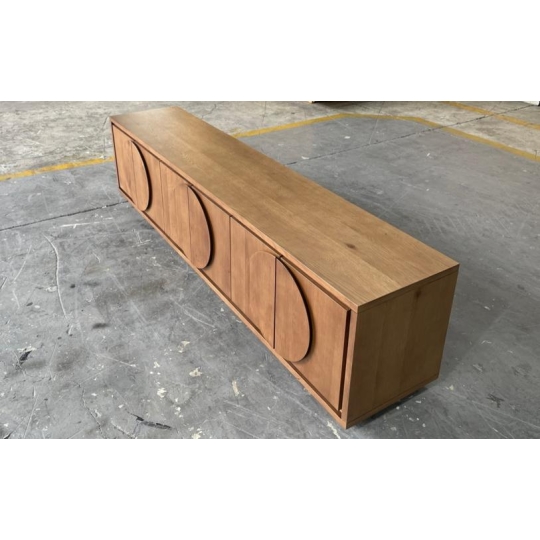 BROWN CIRCLE PATTERN TV STAND