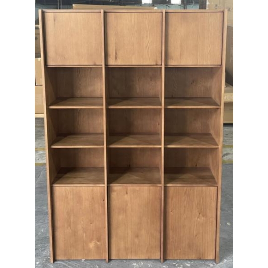 BROWN 3-SECTION DISPLAY CABINET