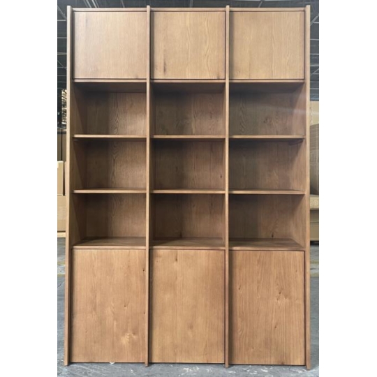 BROWN 3-SECTION DISPLAY CABINET