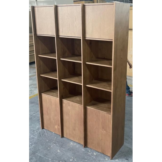BROWN 3-SECTION DISPLAY CABINET