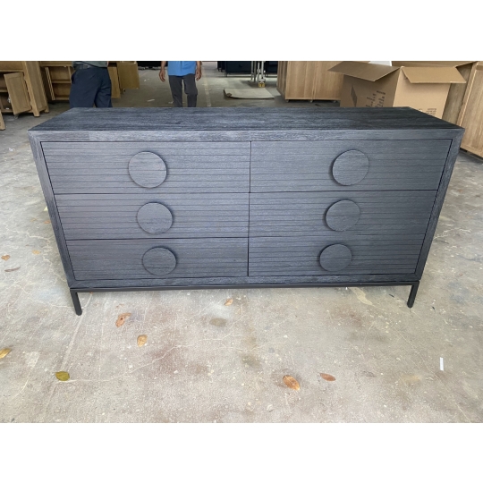 BLACK 6-DRAWER SIDEBOARD