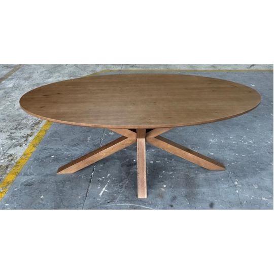 BROWN OVAL DINING TABLE