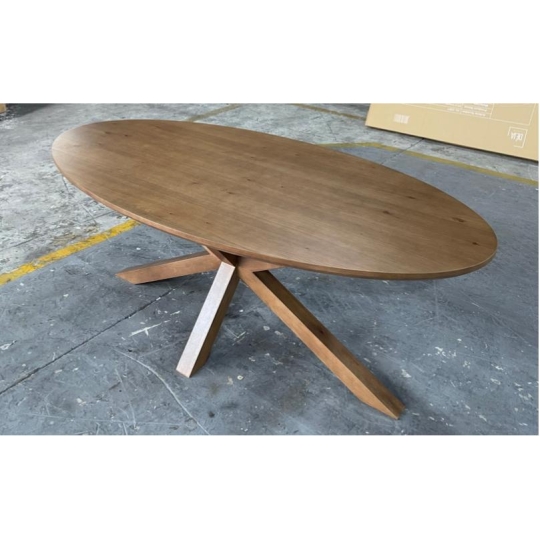 BROWN OVAL DINING TABLE