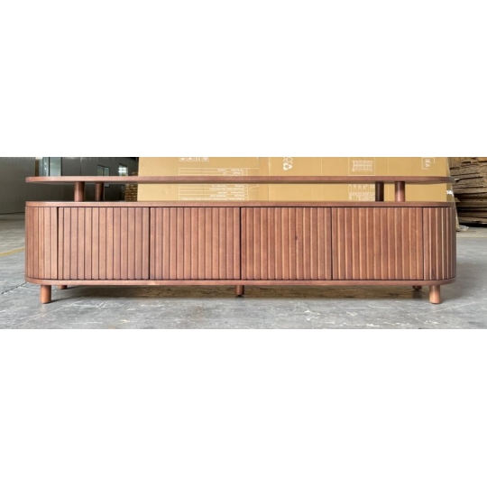 BROWN FLUTED TV CONSOLE