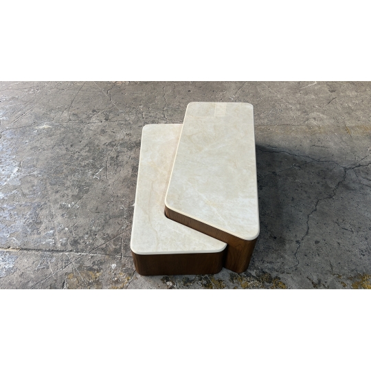 DOUBLE CERAMIC-TOP COFFEE TABLE