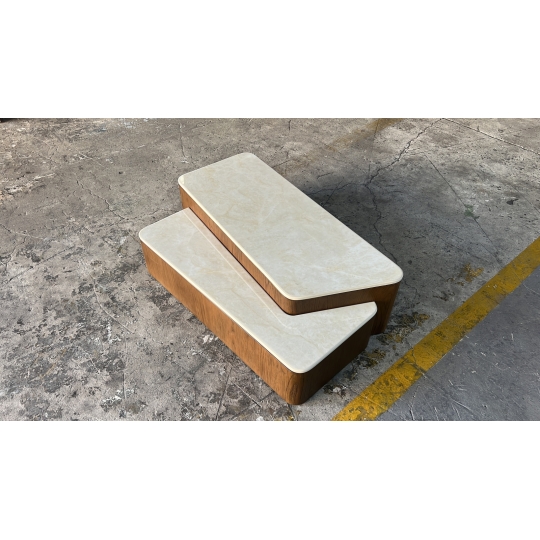 DOUBLE CERAMIC-TOP COFFEE TABLE