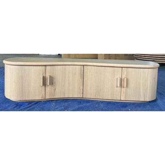NATURAL CURVED SIDEBOARD CABINET W 4 DOORS