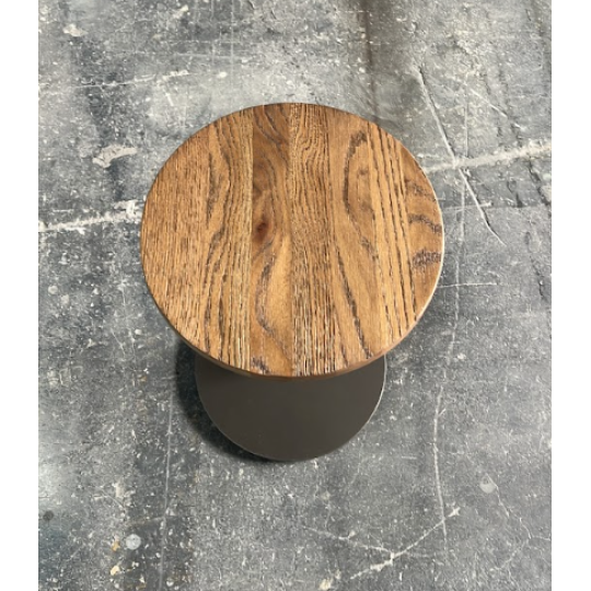 ROUND END TABLE - BROWN & NATURAL COLOR
