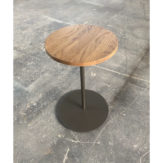 ROUND END TABLE - BROWN & NATURAL COLOR