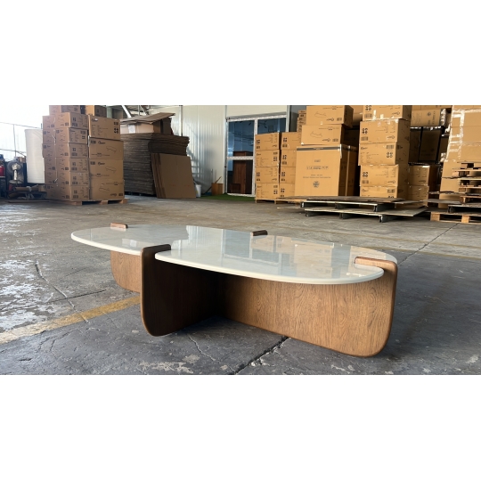 RECTANGULAR CERAMIC-TOP COFFEE TABLE W SHORT LEGS
