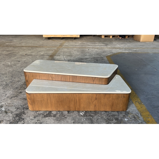 DOUBLE CERAMIC-TOP COFFEE TABLE