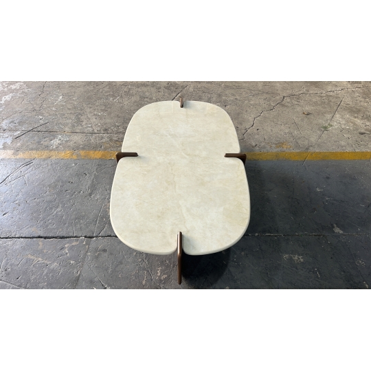 RECTANGULAR CERAMIC-TOP COFFEE TABLE W SHORT LEGS