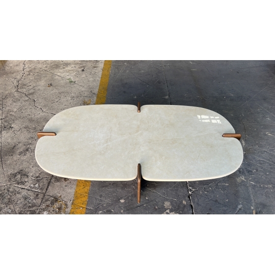 RECTANGULAR CERAMIC-TOP COFFEE TABLE W SHORT LEGS
